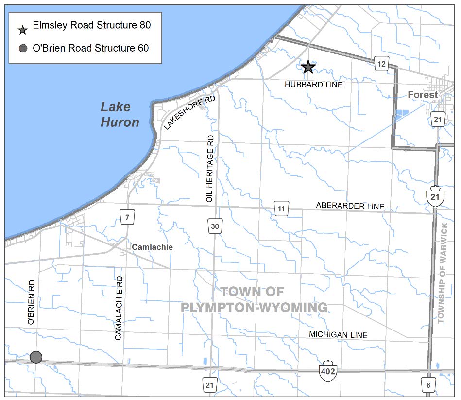 Map Showing Structure 60 and 80 Locations